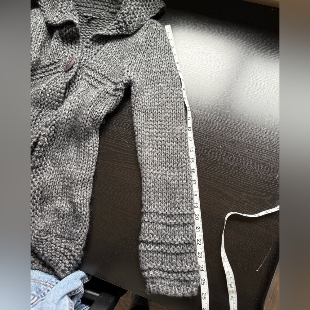 Berretti Italy Alpaca Wool Chunky Knit Cardigan Shawl Collar Gray S - Picture 9 of 12